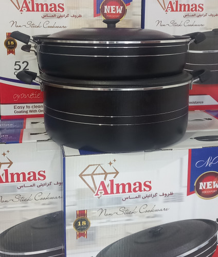 تابه و قابلمه سایز ۵۲ الماس روکش گرانیت - Almas 52cm Granite Pan Set
